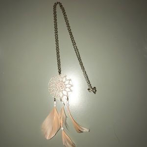 Dream catcher pink and gold 22 inch necklace